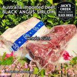 Beef Sirloin Australia BLACK ANGUS GF Grain-Fed MS2+ marbling2+ STEER (young cattle) Jack's Creek frozen STEAK CUTS; 3/8,3/4,1,2 inch (price/kg) - Striploin / New York Strip / Has Luar